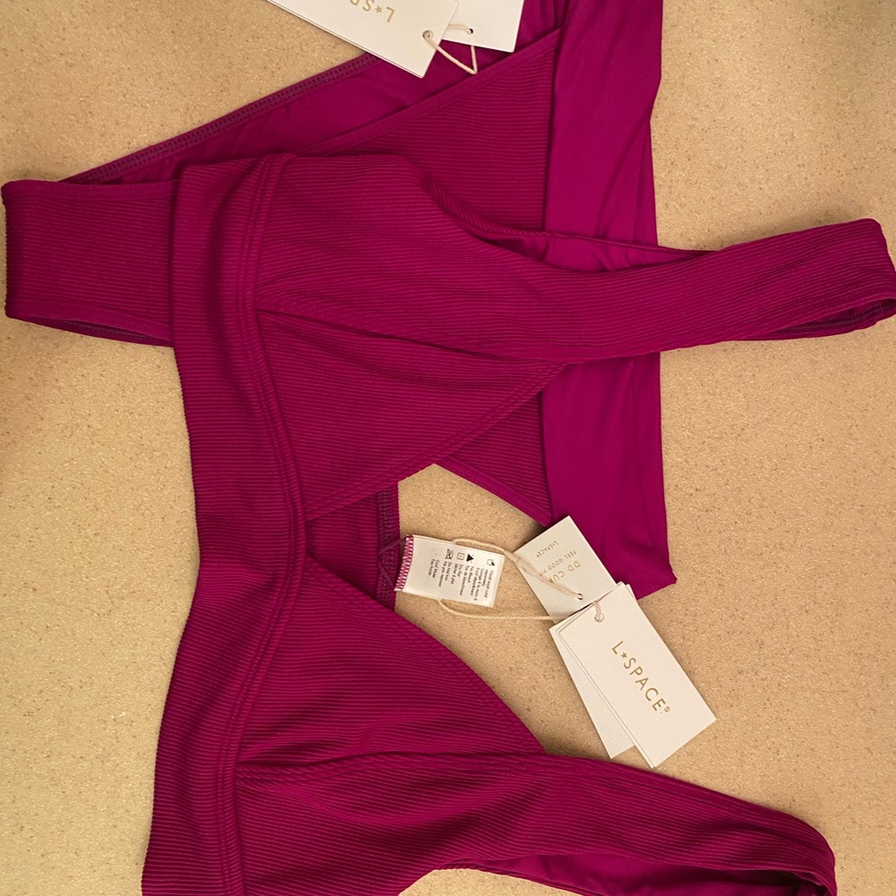 NWT L*SPACE Ribbed Lola Bikini Bottom Berry - Picture 2 of 5